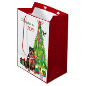 Kute Pit Bull en kerstboom Medium Cadeauzakje (Voorkant Gekanteld)