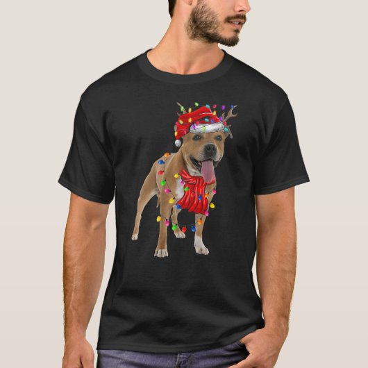Kute Pitbull-kerstboom lampdog T-shirt (Voorkant)