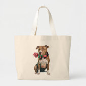 Kute Pitbull Puppy Dog Pittie Love Pit Bull Grote Tote Bag (Voorkant)