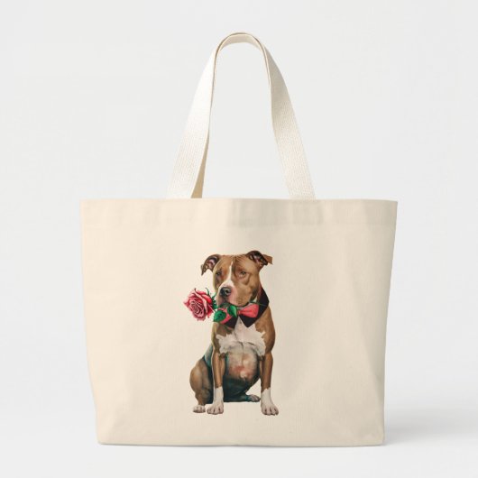 Kute Pitbull Puppy Dog Pittie Love Pit Bull Grote Tote Bag (Voorkant)