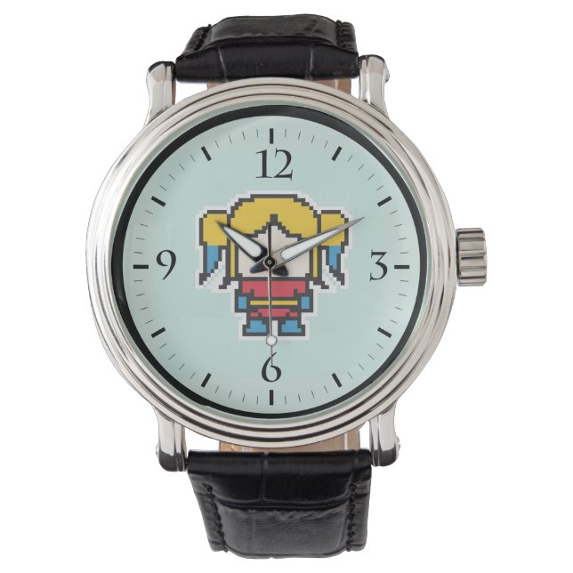 Kute pixeled bad girl gooit kussen horloge (Voorkant)