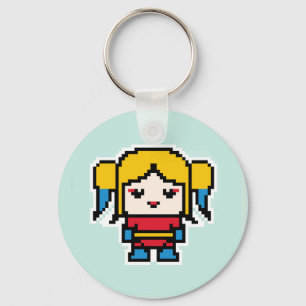 Kute pixeled bad girl gooit kussen sleutelhanger