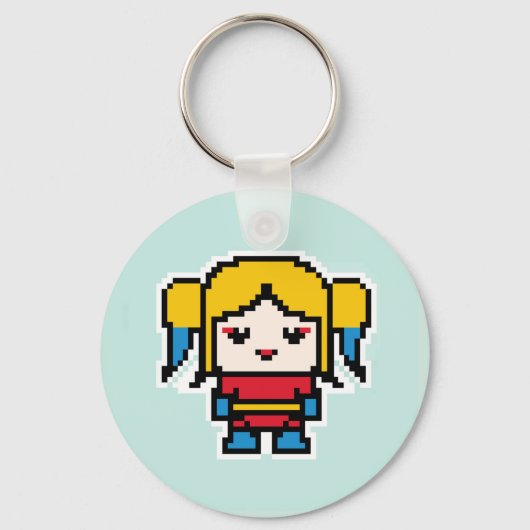 Kute pixeled bad girl gooit kussen sleutelhanger (Voorkant)