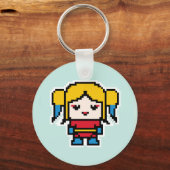 Kute pixeled bad girl gooit kussen sleutelhanger (Voorkant)
