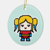 Kute pixeled bad girl gooit kussenzakhorloge keramisch ornament (Links)