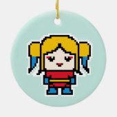Kute pixeled bad girl gooit kussenzakhorloge keramisch ornament (Achterkant)