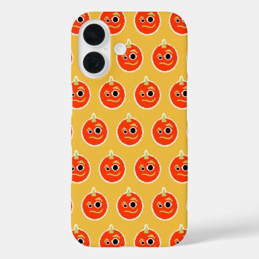 Kute pixelvol oranje monstergezicht werpt kussen Case-Mate iPhone case (Achterkant)