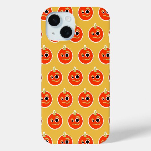 Kute pixelvol oranje monstergezicht werpt kussen Case-Mate iPhone case (Achterkant)