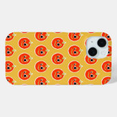 Kute pixelvol oranje monstergezicht werpt kussen Case-Mate iPhone case (Achterkant (horizontaal))