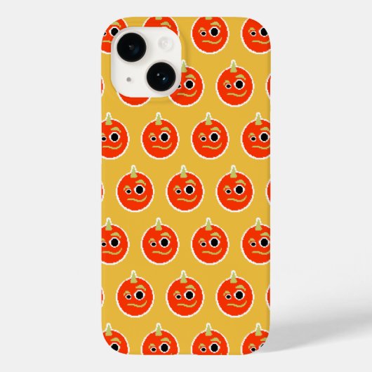 Kute pixelvol oranje monstergezicht werpt kussen Case-Mate iPhone case (Achterkant)