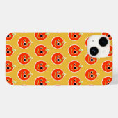 Kute pixelvol oranje monstergezicht werpt kussen Case-Mate iPhone case (Achterkant (horizontaal))