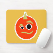 Kute pixelvol oranje monstergezicht werpt kussen muismat (Met muis)