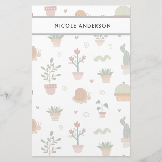 Kute Planten en Succulenten Briefpapier (Voorkant)