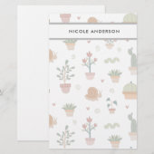 Kute Planten en Succulenten Briefpapier (Voorkant / Achterkant)