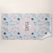 Kute plap Floral print Botanisch Monogram Strandlaken (Voorkant)
