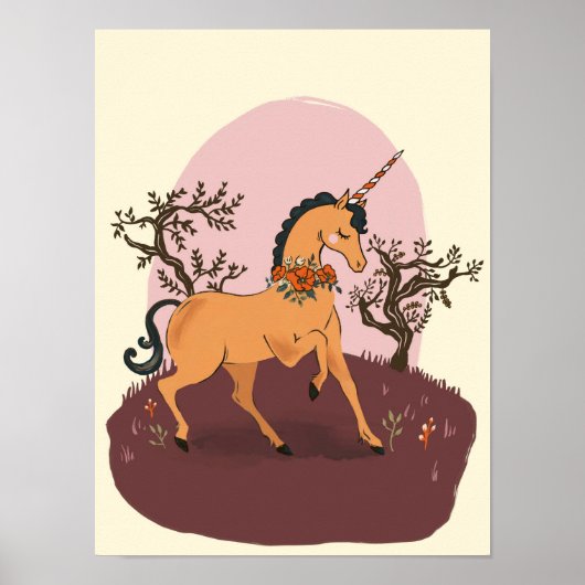 Kute & playful Gold Unicorn die Kinder kunst speel Poster (Voorkant)