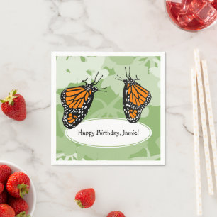 Kute Playful snijdt Monarch Butterflies Green Servet
