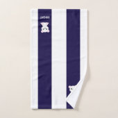 Kute polair beer op marineblauw en wit gestreept bad handdoek (Handdoek)