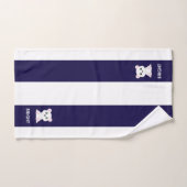 Kute polair beer op marineblauw en wit gestreept bad handdoek (Handdoek)