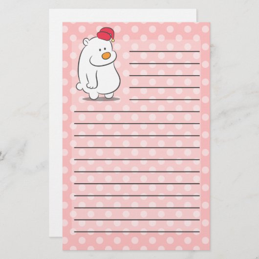 Kute polaire beer met polaire ondergrond van polad briefpapier (Voorkant / Achterkant)