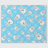 Kute polaire beren blauwe sneeuwvlokken cadeaupapier (Vlak)