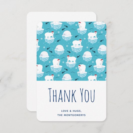 Kute polaire beren in kerstontwerp voor kerstmis i bedankkaart (Voorkant / Achterkant)