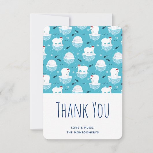 Kute polaire beren in kerstontwerp voor kerstmis i bedankkaart (Voorkant)