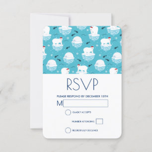 Kute polaire beren in kerstontwerp voor kerstmis i RSVP kaartje