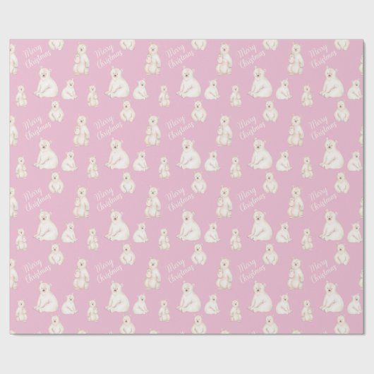 Kute polaire beren Zure kerstroze Cadeaupapier (Vlak)