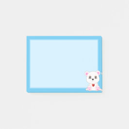 Kute Polar Beer Cartoon op Light Blue Post-it® Notes