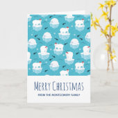 Kute Polar-beren in Santa Hats-kerst Kaart (Gele Bloem)