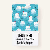 Kute Polar-beren in Santa Hats-kerstpatroon Badge (Achterkant)