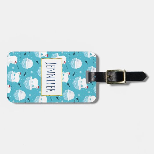 Kute Polar-beren in Santa Hats-kerstpatroon Bagagelabel (Voorkant horizontaal)