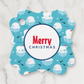 Kute Polar-beren in Santa Hats-kerstpatroon Bedankjes Labels (Voorkant)