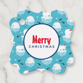 Kute Polar-beren in Santa Hats-kerstpatroon Bedankjes Labels