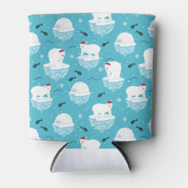 Kute Polar-beren in Santa Hats-kerstpatroon Blikjeskoeler