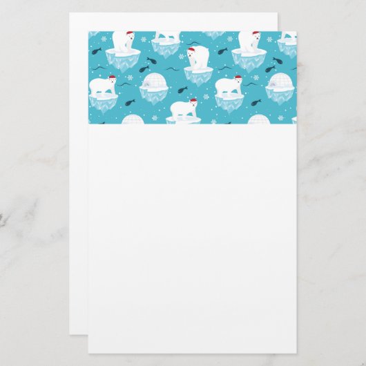 Kute Polar-beren in Santa Hats-kerstpatroon Briefpapier (Voorkant / Achterkant)