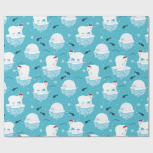 Kute Polar-beren in Santa Hats-kerstpatroon Cadeaupapier
