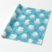 Kute Polar-beren in Santa Hats-kerstpatroon Cadeaupapier (Uitgerold)
