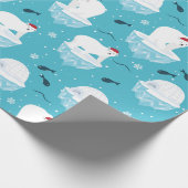 Kute Polar-beren in Santa Hats-kerstpatroon Cadeaupapier (Hoek)