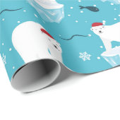 Kute Polar-beren in Santa Hats-kerstpatroon Cadeaupapier (Rol Hoek)