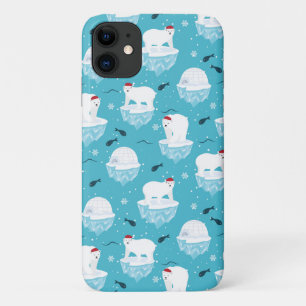 Kute Polar-beren in Santa Hats-kerstpatroon Case-Mate iPhone Case