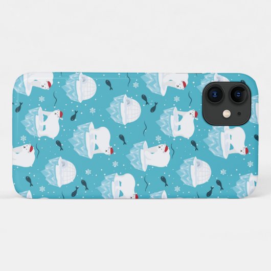 Kute Polar-beren in Santa Hats-kerstpatroon Case-Mate iPhone Case (Achterkant (horizontaal))