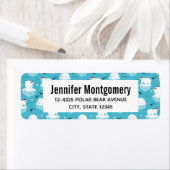 Kute Polar-beren in Santa Hats-kerstpatroon Etiket (Insitu)