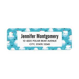 Kute Polar-beren in Santa Hats-kerstpatroon Etiket