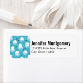 Kute Polar-beren in Santa Hats-kerstpatroon Etiket (Insitu)