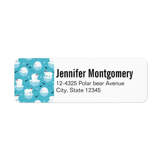 Kute Polar-beren in Santa Hats-kerstpatroon Etiket (Voorkant)