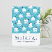 Kute Polar-beren in Santa Hats-kerstpatroon Feestdagenkaart (Staand voorkant)