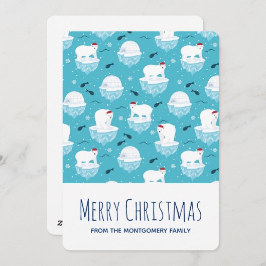 Kute Polar-beren in Santa Hats-kerstpatroon Feestdagenkaart (Voorkant / Achterkant)