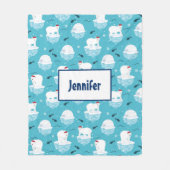 Kute Polar-beren in Santa Hats-kerstpatroon Fleece Deken (Voorkant)